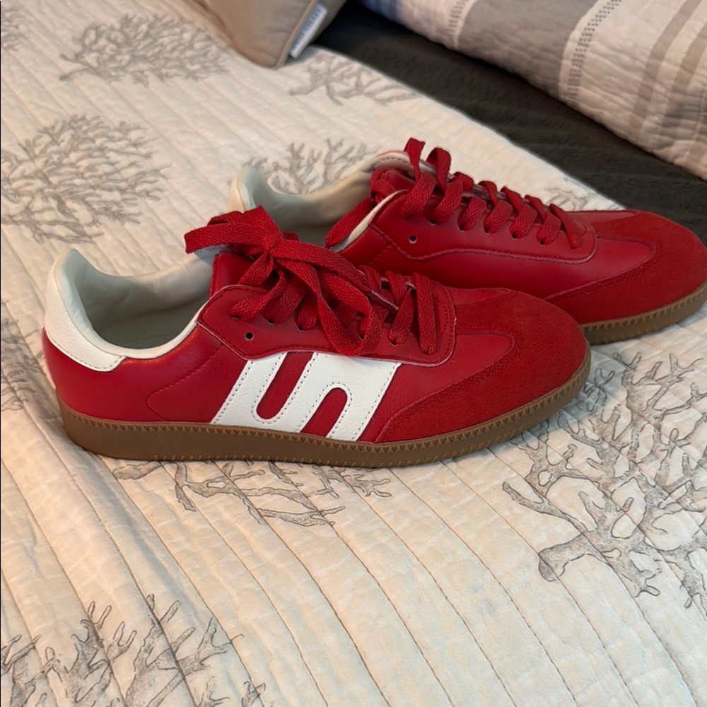 Stylish Red and White Sneakers